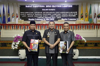 Gubernur Ridho Sampaikan LKPJ Provinsi Lampung Tahun 2018 dan LKPJ-AMJ Tahun 2014-2019