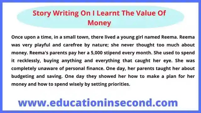 Story Writing On I Learnt The Value Of Money