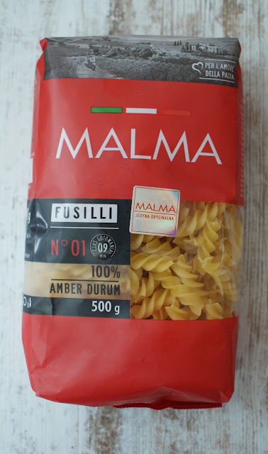 Malma,fusilli,makaron,kuchnia włoska,dania wloskie z makaronu,dania z makaronu,woj len,olej kokosowy,oliwa z oliwek,bazylia, czosnek,papryka,cukinia baby,cucina italiana,