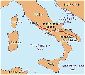 The map of the Appian Way
