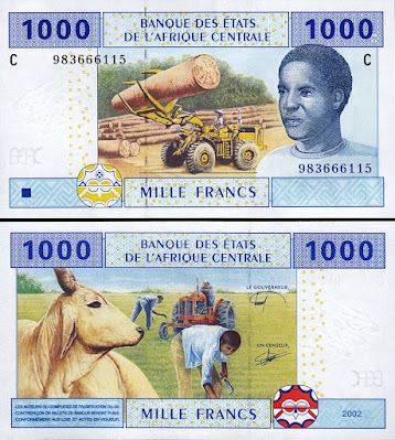 C3 CENTRAL AFRICAN STATES (CHAD) 1000 FRANCS UNC 2002 (P-607C[e])