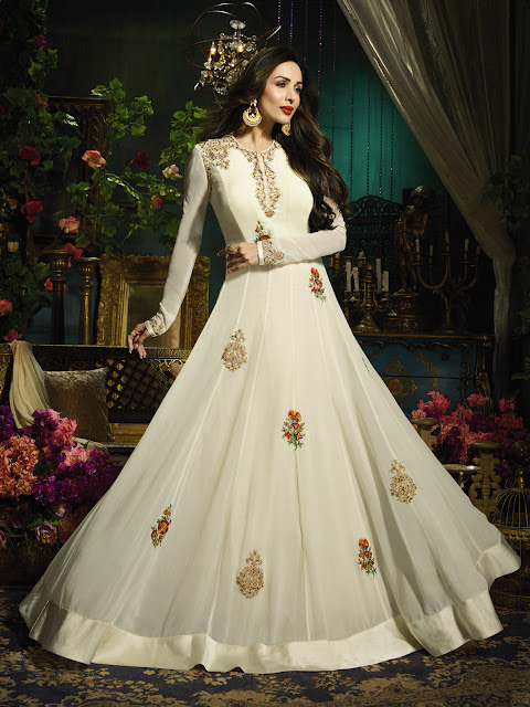 white anarkali suit online shopping with free shipping worldwide