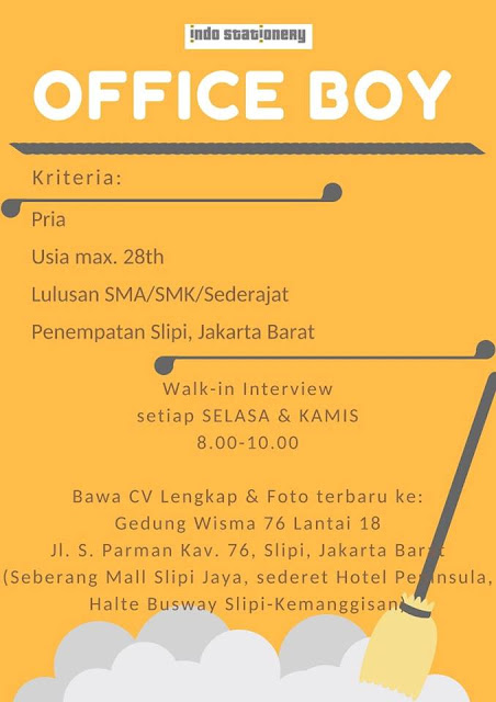 lowongan kerja office boy indo stationery jakarta