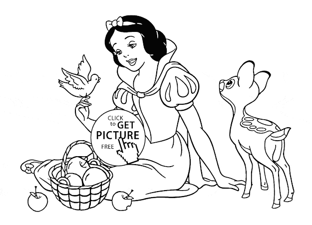 Disney Princess Snow White With Animals Coloring Page For Kids Disney  Princess Coloring Pages Printables