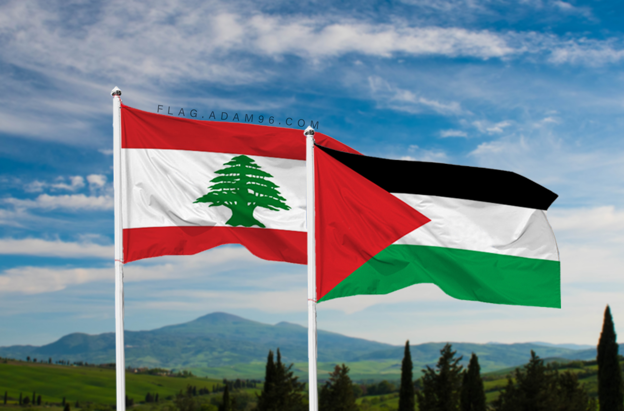 تحميل علم فلسطين ولبنان خلفية اعلام العالم بدقة عالية Palestine and Lebanon