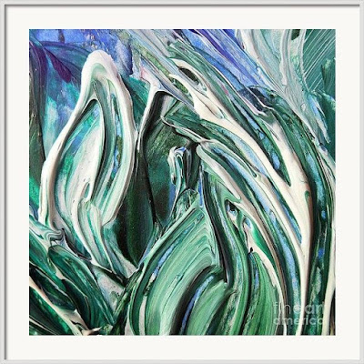 Blue  Green Organic Abstract Watercolor Painting for interior decor Irina Sztukowski