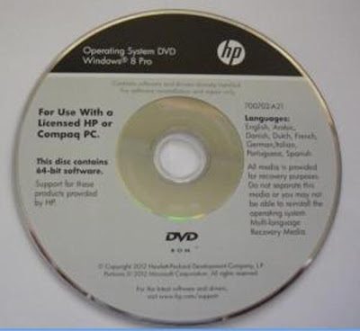 Windows 8 Pro 64-bit Multi OEM DVD for HP PC Full Version