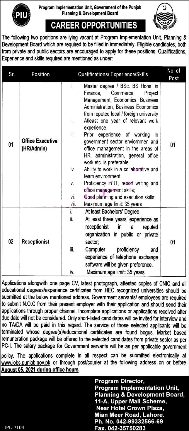 Latest Jobs in Planning and Development Board Punjab 2021