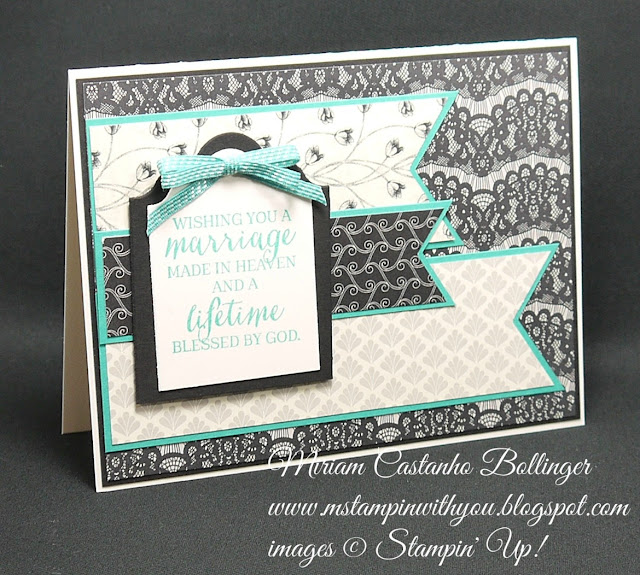 Miriam Castanho-Bollinger, #mstampinwithyou, stampin up, demonstrator, mm, wedding card, timeless elegance dsp, rose wonder stamp set, big shot, lots of labels framelits, banner triple punch, su