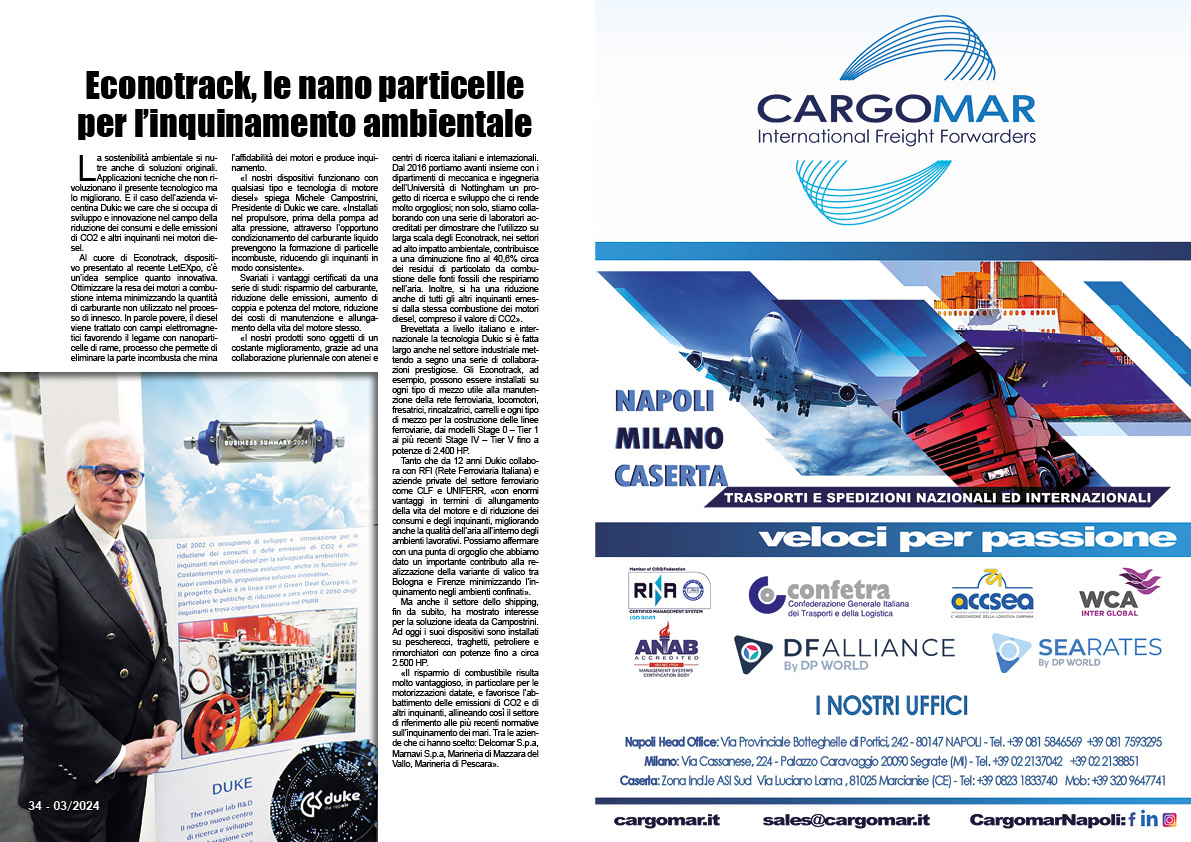 MARZO 2024 PAG. 34 - Econotrack, le nano particelle per l’inquinamento ambientale