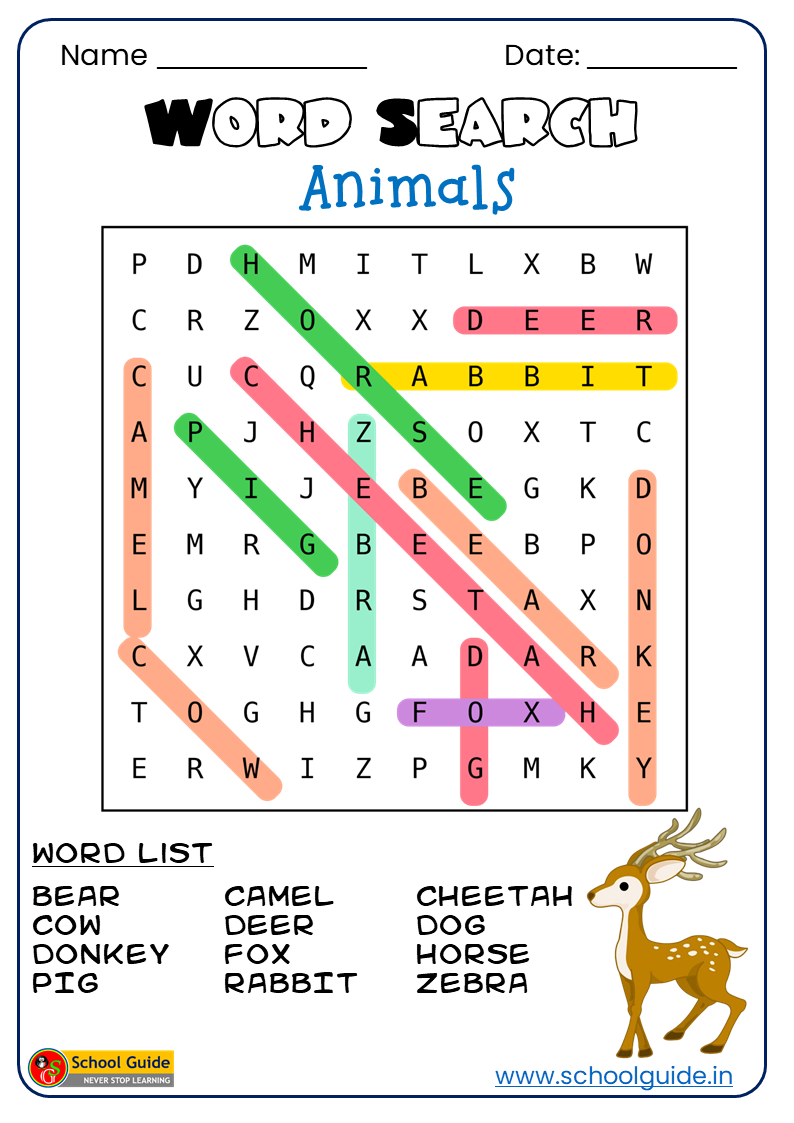 Free Word Search Worksheets | Word Search Puzzle for Kids | Free PDF Downloads
