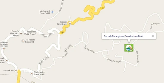 Peta lokasi Rumah Peranginan Persekutuan Bukit Fraser