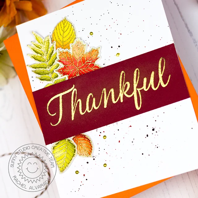 Sunny Studio Stamps: Elegant Leaves Thankful Card by Rachel Alvarado