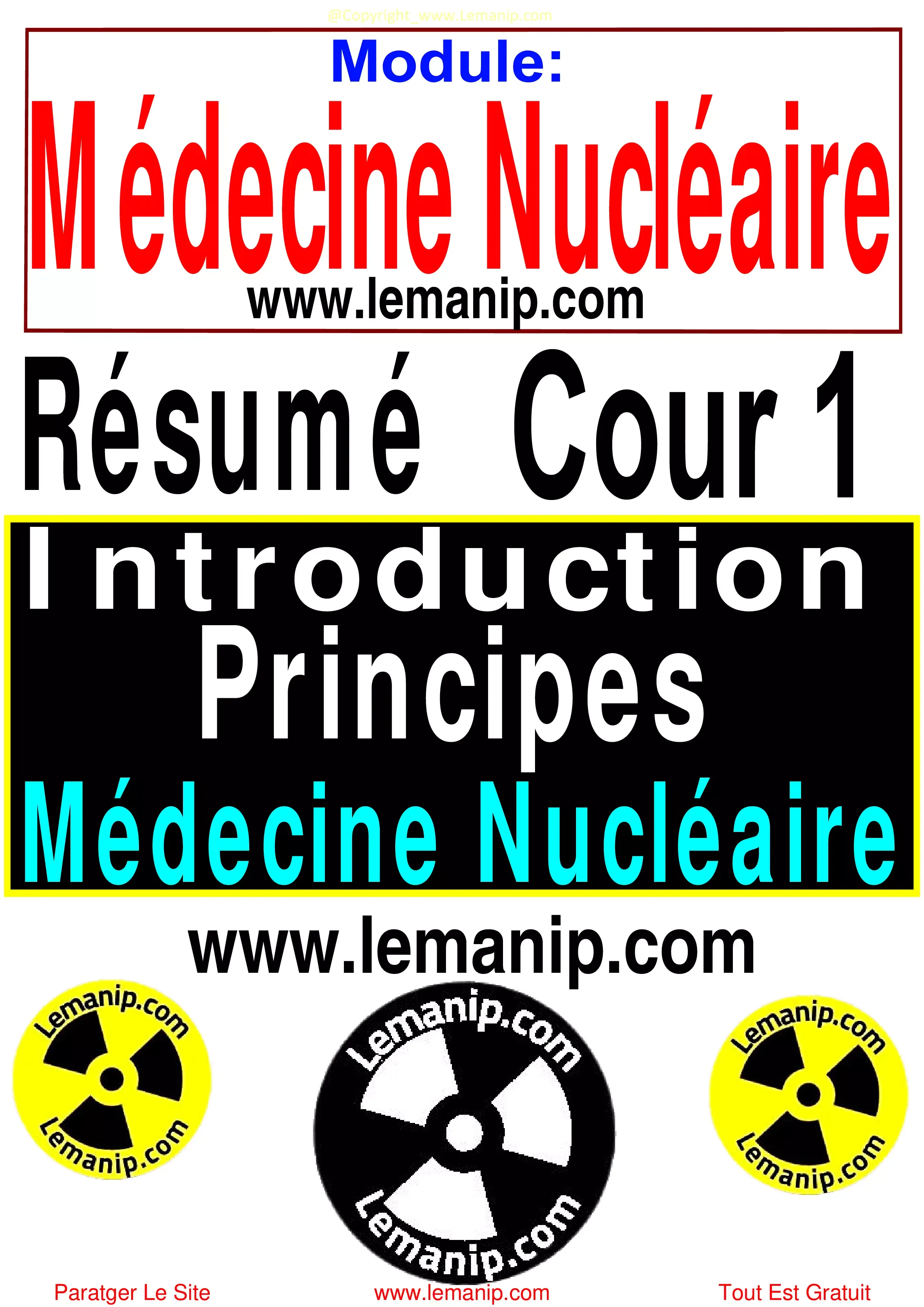 Cour 1 Du Module Médecine Nucléaire : Scintigraphie
