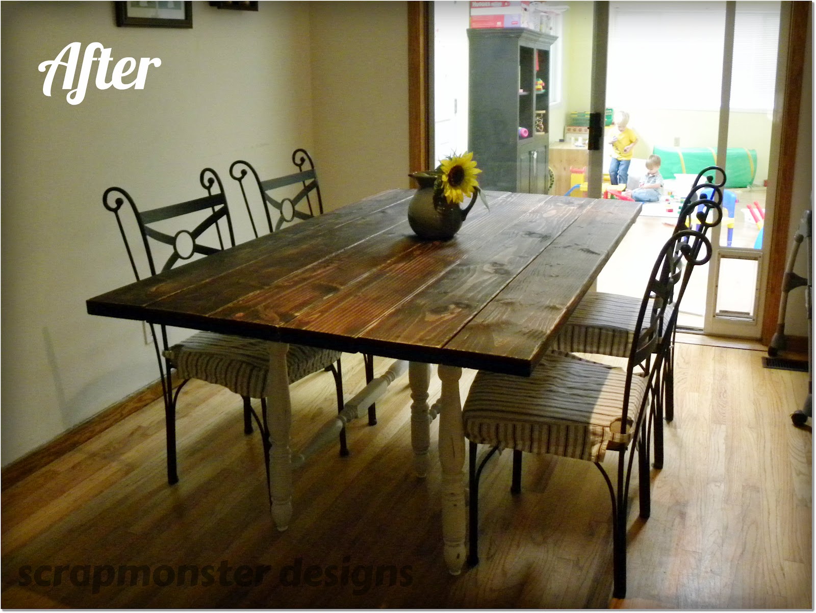 scrapmonster: Rustic Dining Table Make-Over