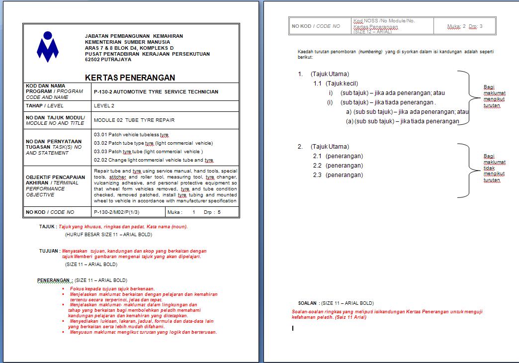 Kursus Vto Full Time Part Timesmartmastertrainer Contoh Format Bahan Pembelajaran Bertulis Wim