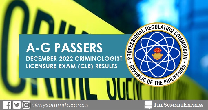 CLE result: A-G Passers December 2022 Criminology board exam