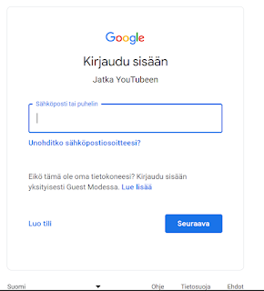 Kirjautuminen YouTubeen Google-tilillä