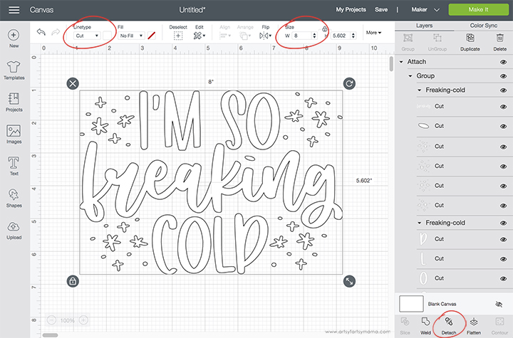 Freaking Cold Cricut Design Space