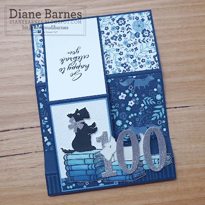 Handmade 100th birthday card faux centre step fancy fold card - by Diane Barnes - colourmehappy - cardmaking - stamping - stampinupcards