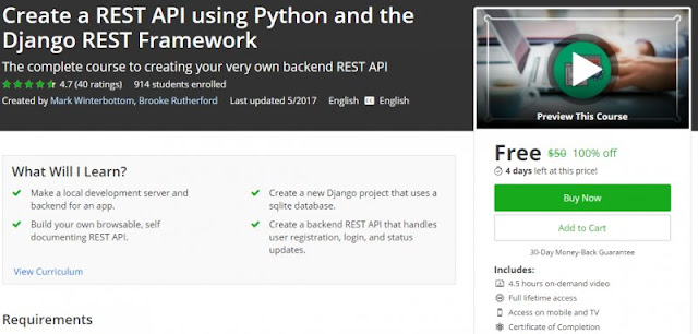 [100% Off] Create a REST API using Python and the Django REST Framework | Worth 50$