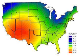 Sunniest Places in USA - Sunlight Intensity Map