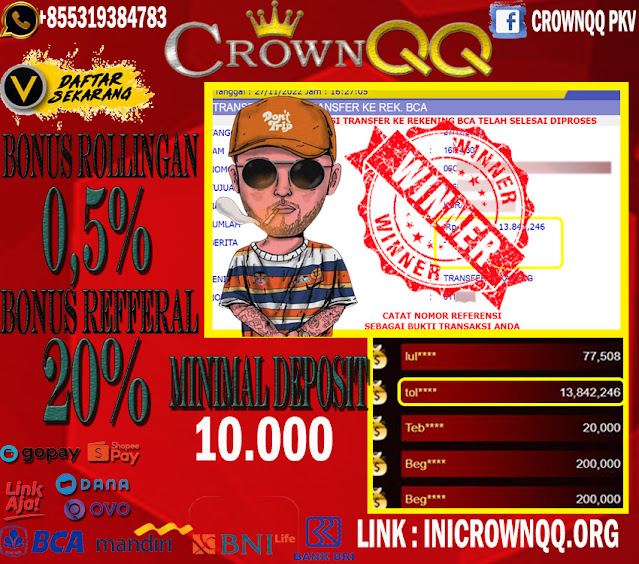 CrownQQ Agen DominoQQ BandarQ dan Domino99 Online Terbesar