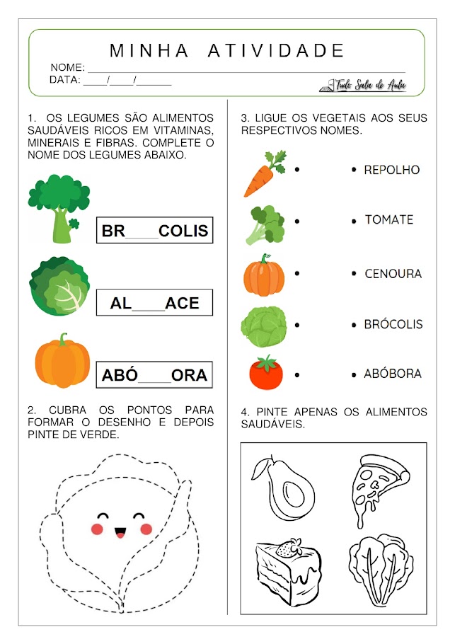 atividade alimentos saudáveis educação infantil