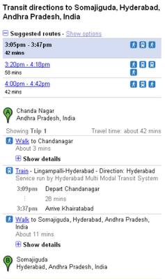 Hyderabad MMTS on Google Transit