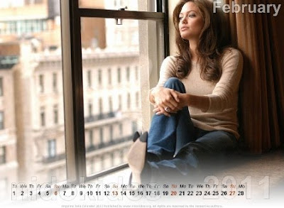 Angelina Jolie Desktop Calendar 2011