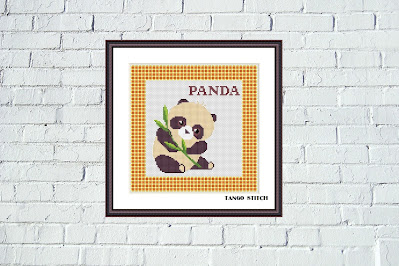 Panda cross stitch pattern Nursery embroidery design - Tango Stitch