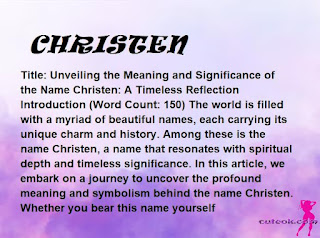 meaning of the name "CHRISTEN"