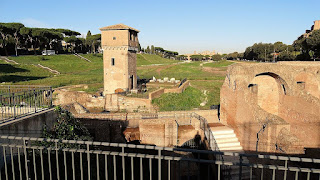 The fire is thought to have started close to Circus Maximus (above), the Roman chariot stadium
