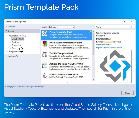 https://marketplace.visualstudio.com/items?itemName=BrianLagunas.PrismTemplatePack