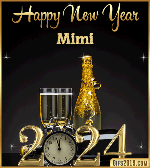 Champagne Bottles Glasses New Year 2024 gif for Mimi