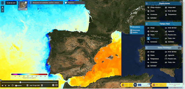 Gif animado de la información que muestra el mapa interactivo de las costas españolas