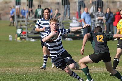 BYU Rugby Winger David Root cuts to the side to set up the back effort