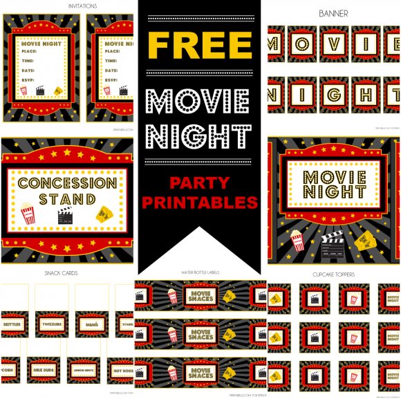 Movies Party: Free Printable Kit.