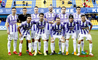 REAL VALLADOLID C. F. - Temporada 2017-18 - Óscar Plano, Jordi Masip, Fernando Calero, Borja Fernández, Kiko OLivas y Jaime Mata; Anuar Tuhami, Javi Moyano, Javier Ontiveros, Luismi Sánchez y Borja Herrera. A. D. ALCORCÓN 0 REAL VALLADOLID C. F. 0. 10/03/2018. Campeonato de Liga de 2ª División, jornada 30. Alcorcón, Madrid, estadio de Santo Domingo.