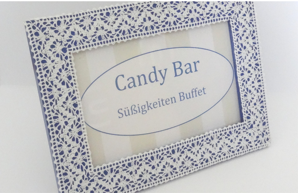 Bilderrahmen mit spitze als Beschriftung für Candybar