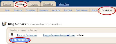 Blogger Dashboard Settings  Permission