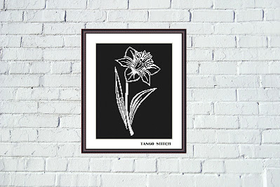 White lily flower easy cross stitch pattern