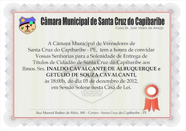 Vereadores de Santa Cruz concedem Título de Cidadão Santacruzense ao Maestro Spok e o Menestrel do Frevo