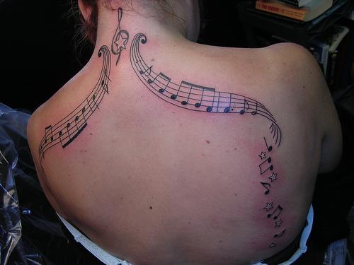 Music Notes Tattoo Designs On The Girl 39s Body