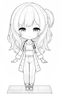 Free printable coloring pages Chibi Cats Chibi Girls Chibi Nurses Download coloring pages for kids