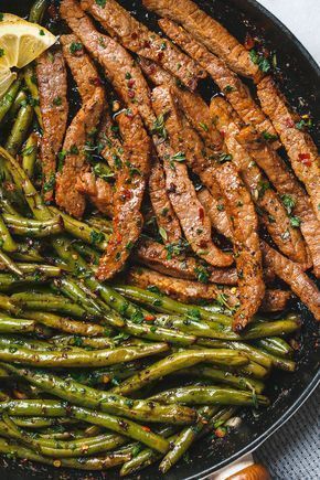 Garlic Butter Steak and Lemon Green Beans Skillet – So addicting! The flavor combination of this quick and easy one-pan dinner is spot on! Steak and green beans are cooked in one skillet and …