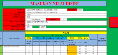 Software Aplikasi Olah Nilai UTS dan UAS Siswa Otomatis Tahun Ajar 2016/2017   