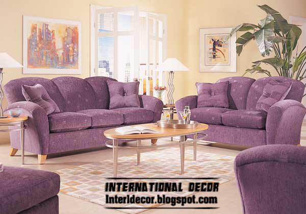International living room ideas with purple furniture 2015