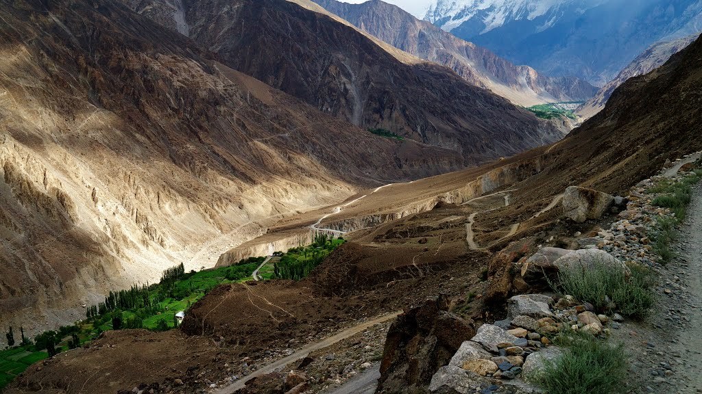 descending from Daintar meadows to Daitar road towards Bhar bar das Chalt valley of Nagar Gilgit Pakistan