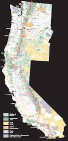 Map of the Pacific Crest Trail (PCT)